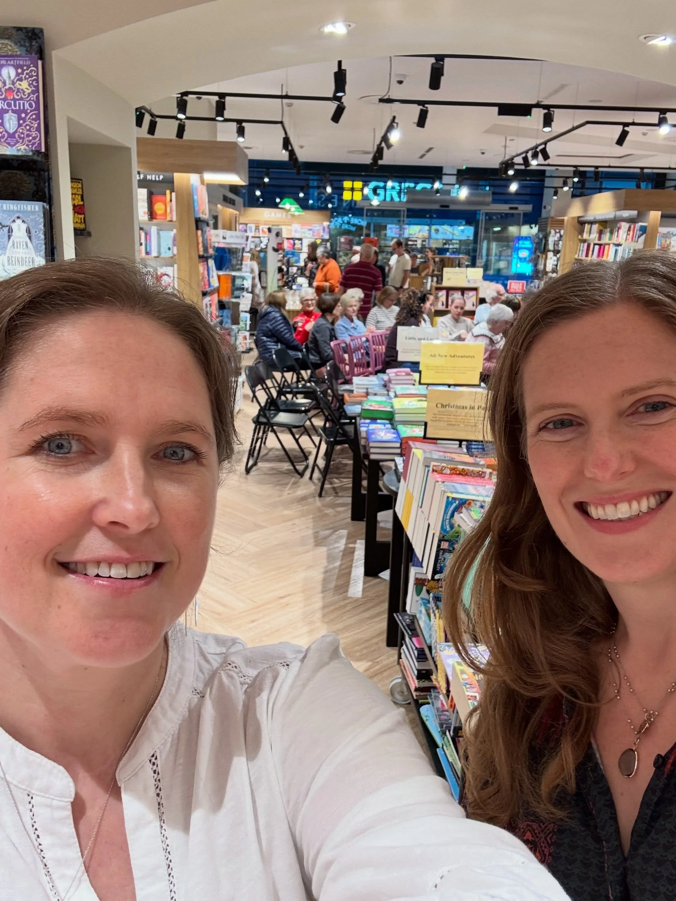 Such a fun night at @waterstoneswhiteley last night with @heather.critchlow. Questions from the brilliant @bibliogranddame , proving why crime writers can&rsquo;t be trusted with sheds or nice old pubs. Thank you so much to everyone who came!