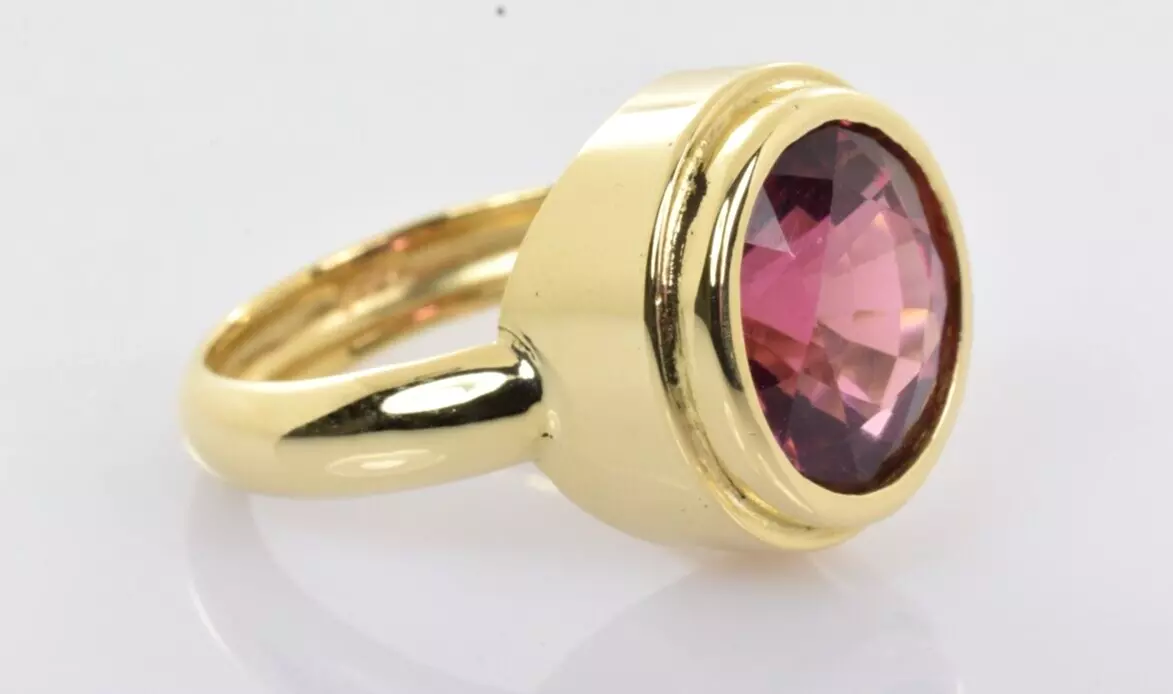 $1600 -- Stunning Raspberry Tourmaline Ring 18k Yellow Gold 4.66 Carats Size 7.5