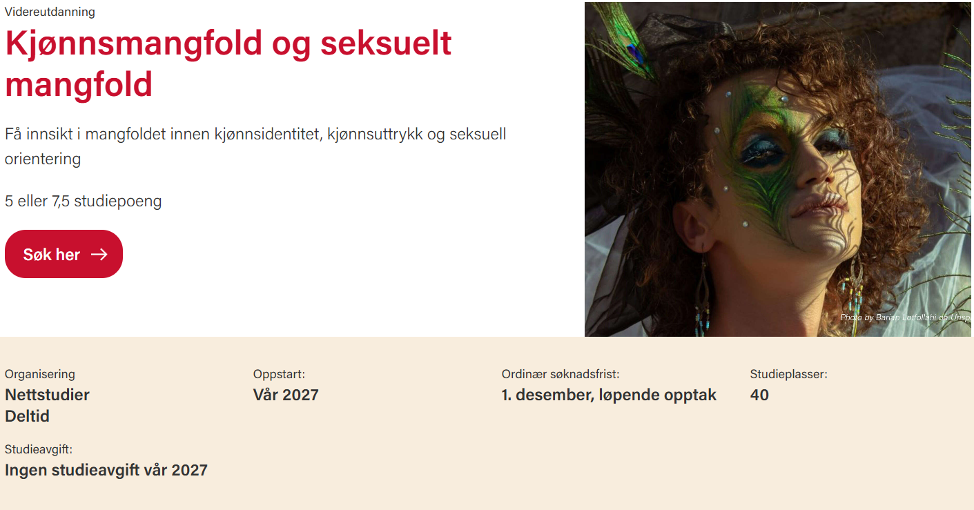 Poenggivende videreutdanning i kjønnsmangfold  ved Universitetet i Agder for helsepersonell