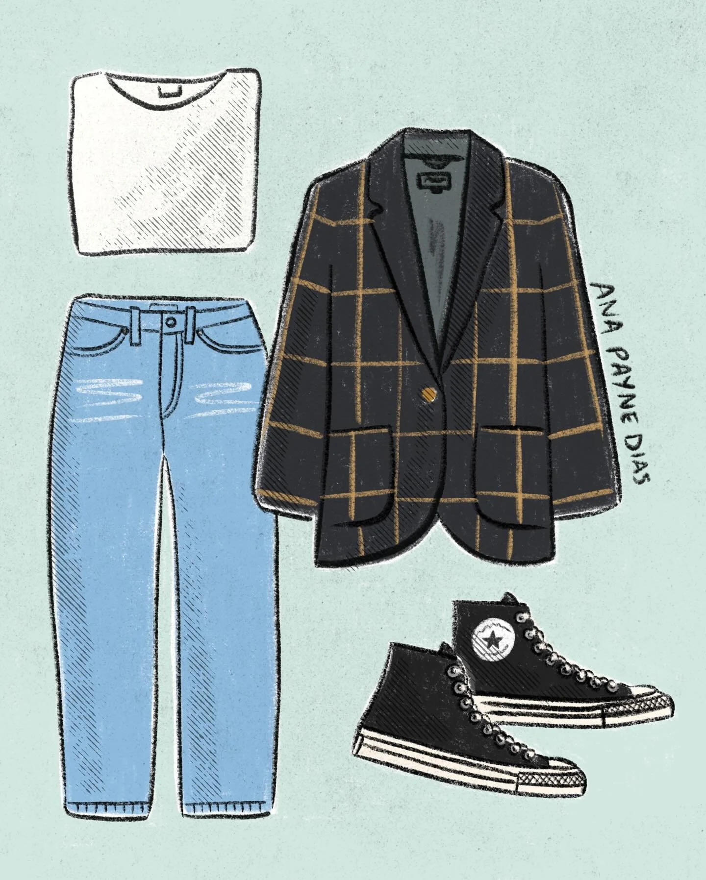 ✏️ Outfit inspo 
.
.
.
#fashionillustration #converse #ootd #digitalillustration #procreate