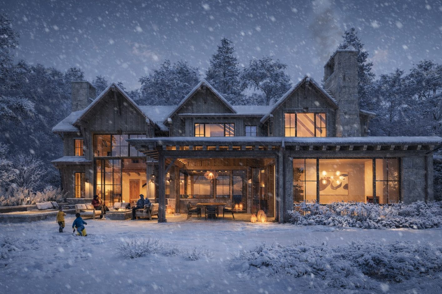 West End Meadows Exterior Rendering in Snow