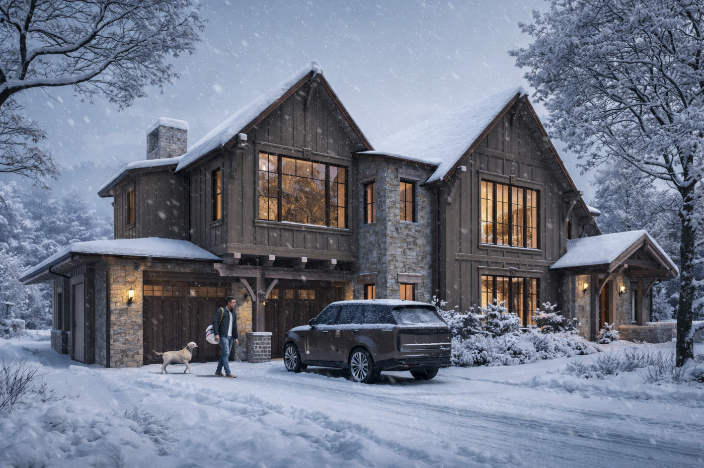 West End Meadows Exterior Rendering in Snow