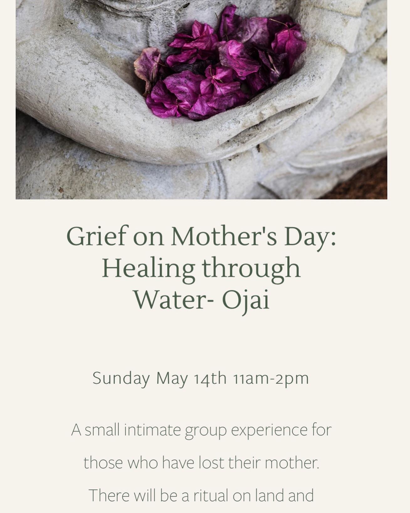 Death, loss, grief is a part of our experience. Water is intrinsically connected to these ebbs and flows. 

Hosting an intimate water healing ceremony on Mother&rsquo;s Day for those who have lost their mother. 

Few spaces left. DM for waitlist is s
