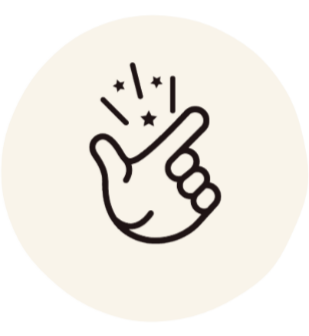 Illustration of a hand with two fingers crossed and sparkles around it.