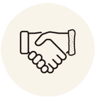 Illustration of a handshake between two people.