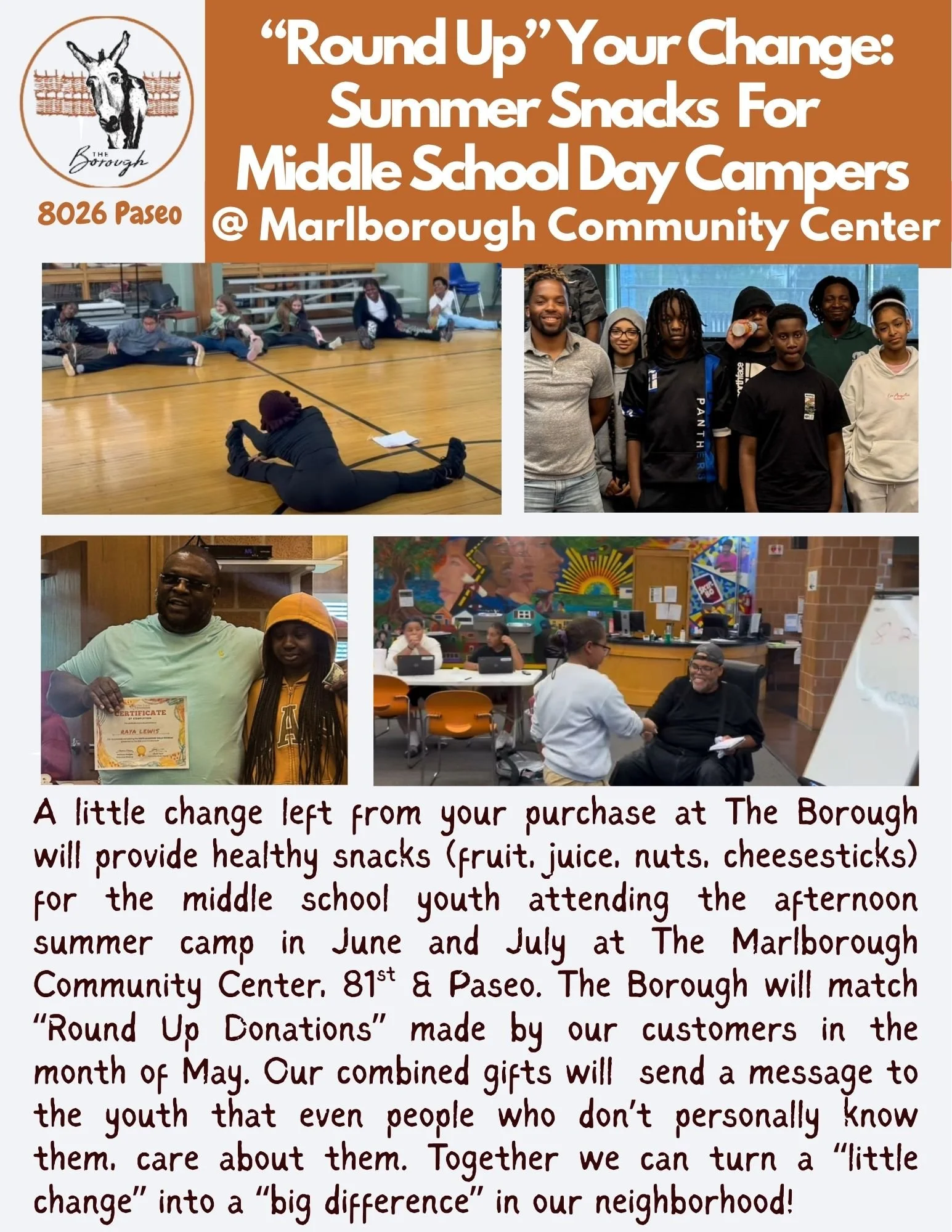 "Round Up" For Change: Summer Snacks For Marlborough Community Center Summer Campers