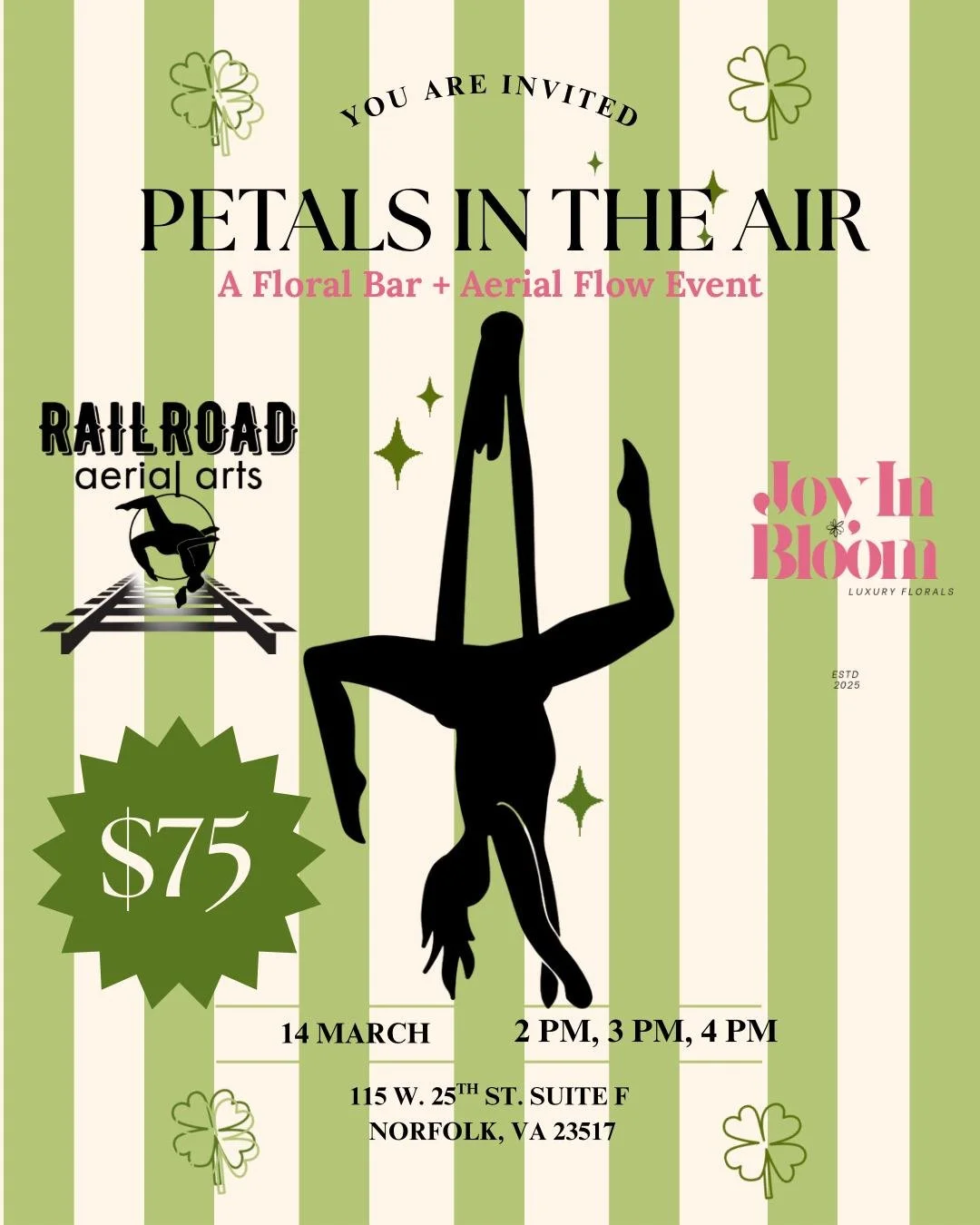 Ever wanted to try aerial but didn&rsquo;t know where to start? Petals in the Air is made for you!

This beginner-friendly experience starts with 30 minutes of gentle aerial yoga. Supported movement, simple shapes, and plenty of guidance so you can r