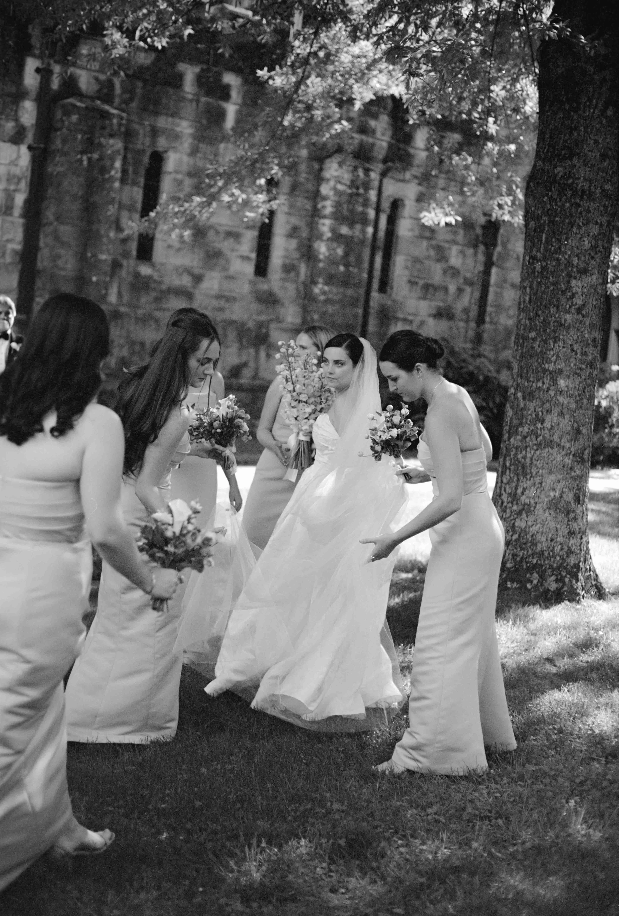 Documentary wedding photo shot on vintage black & white film