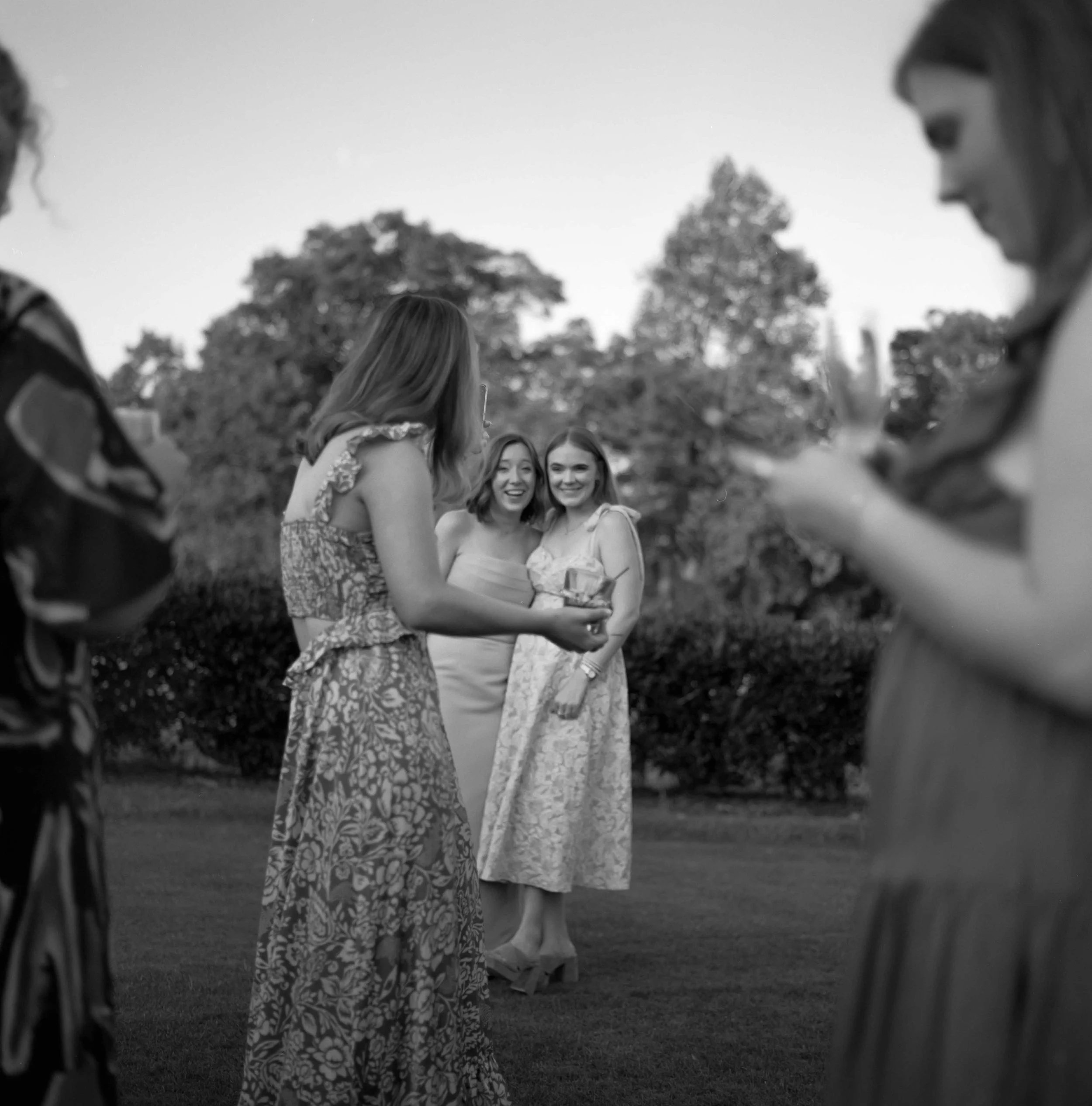 Documentary wedding photo of cocktail hour shot on medium format film