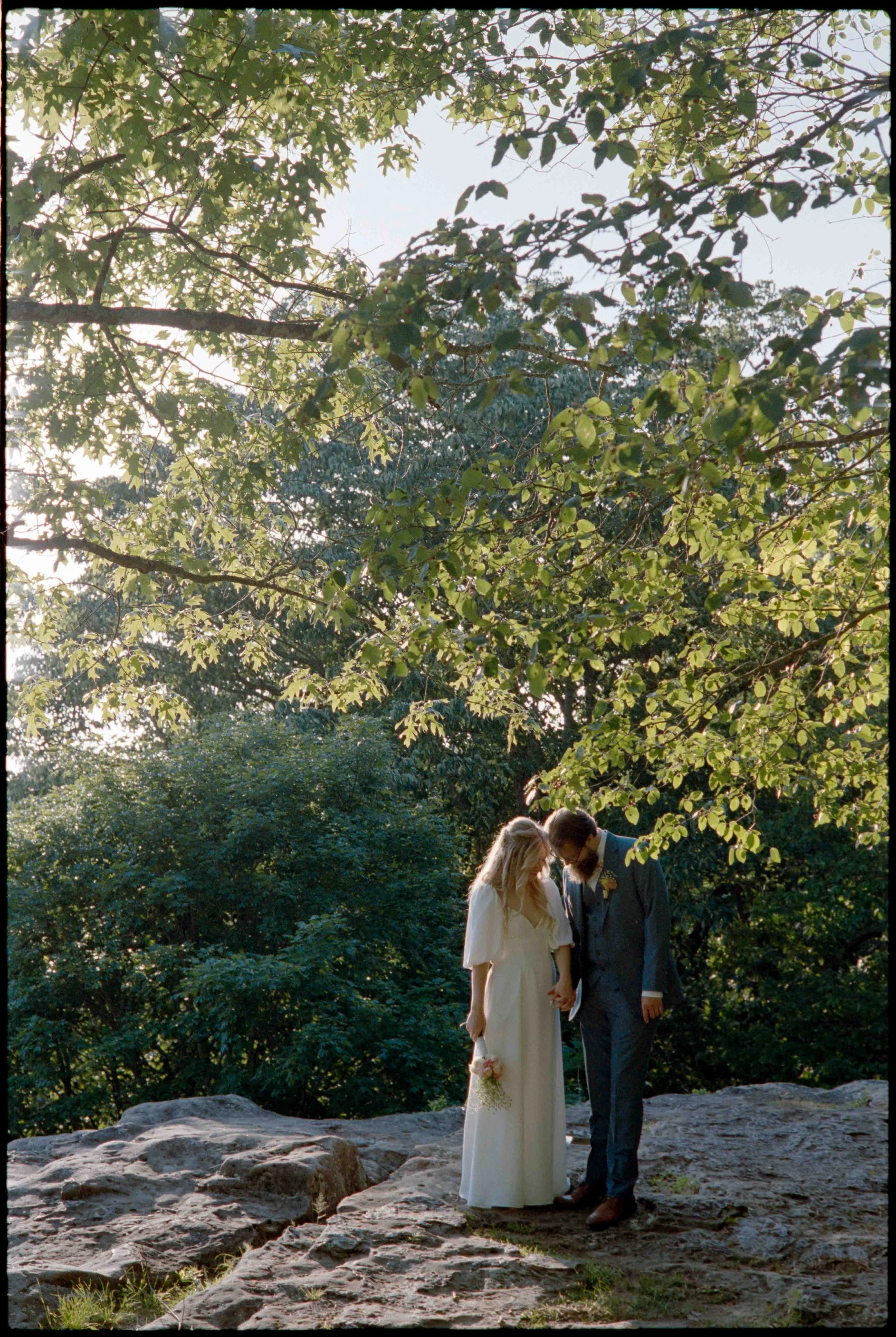Documentary wedding portrait shot on 35mm film
