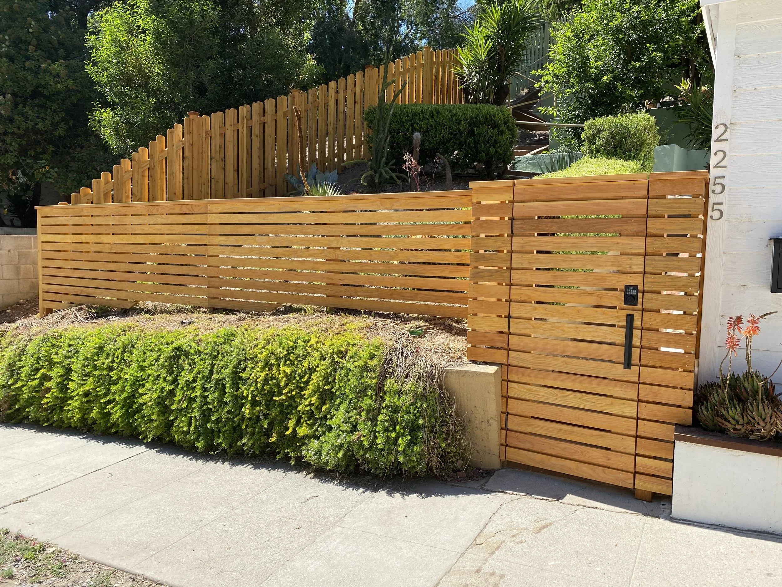 Wood Modern Horizontal Front Yard Fence and Shadow Box Privacy Fence