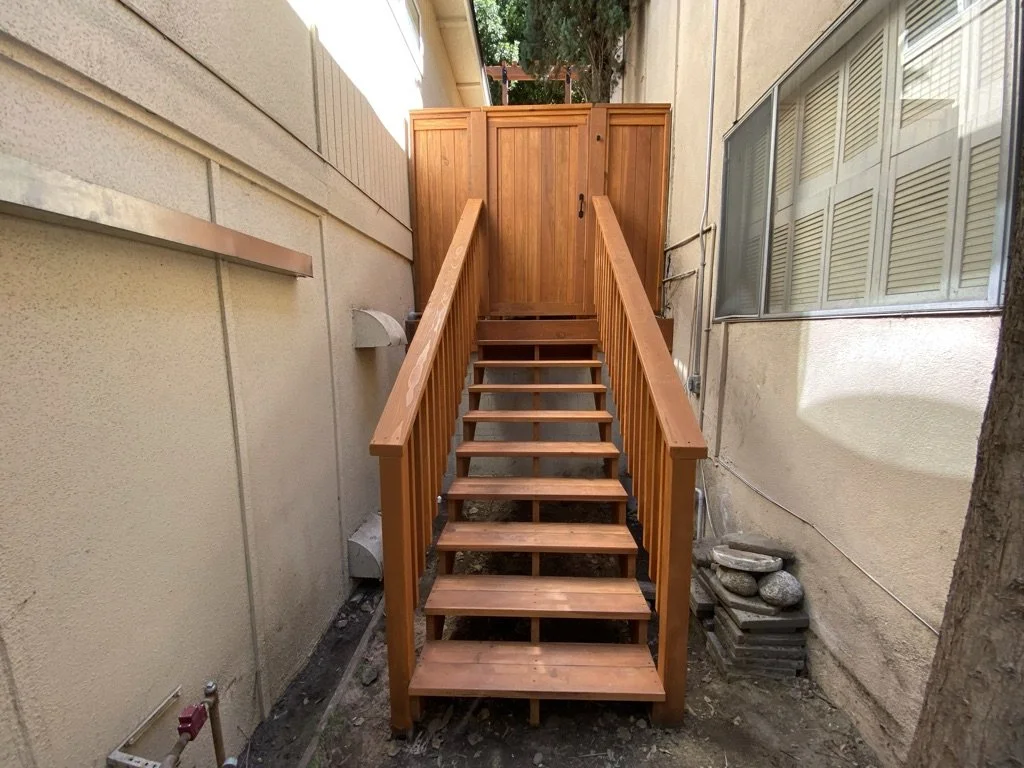 Redwood Stairs with Entry Gate
