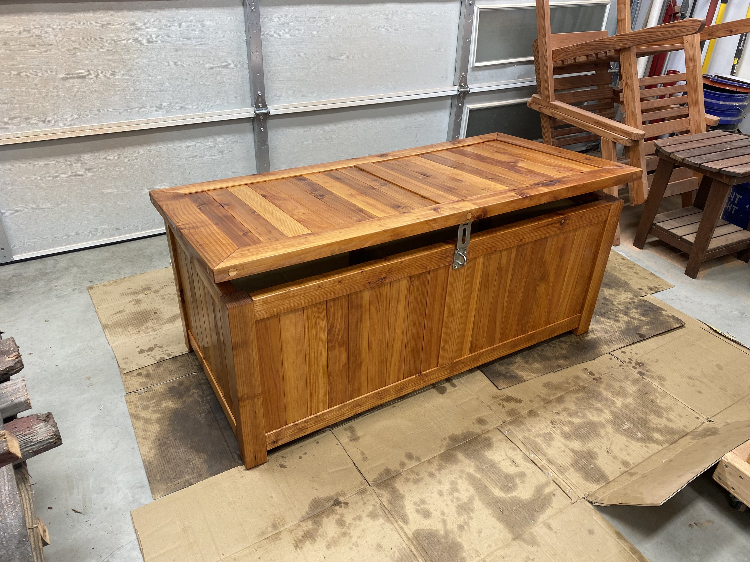 Redwood Outdoor Storage Bench