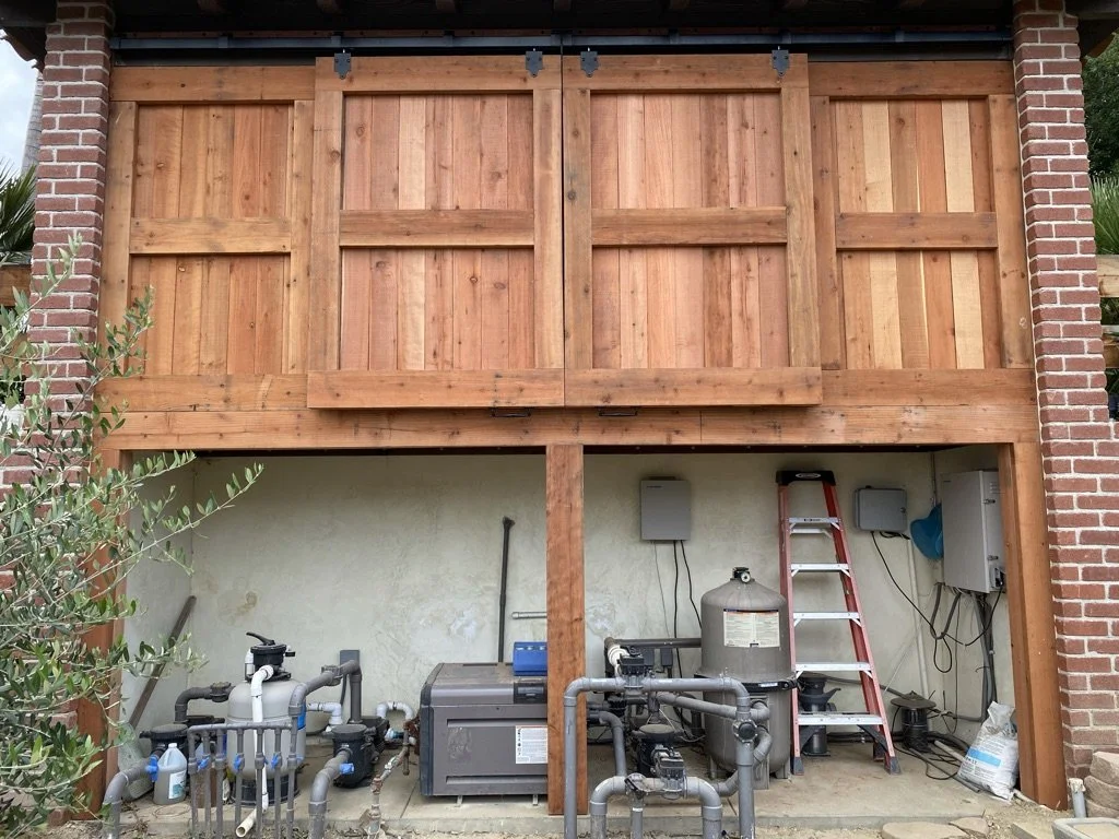 Redwood Sliding Doors for Storage Loft