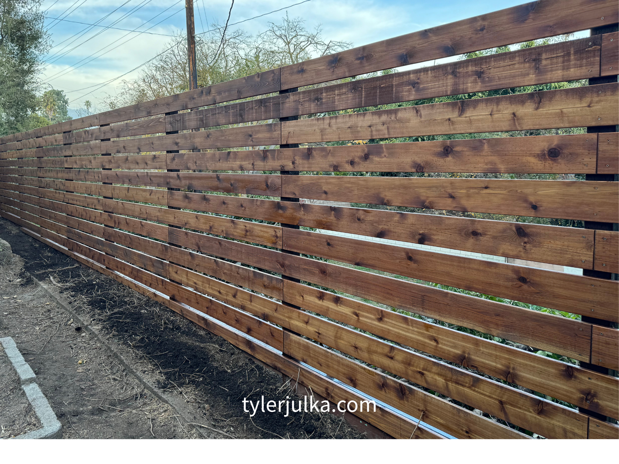 Cedar | Rustic Horizontal Fence & Gate — South Pasadena