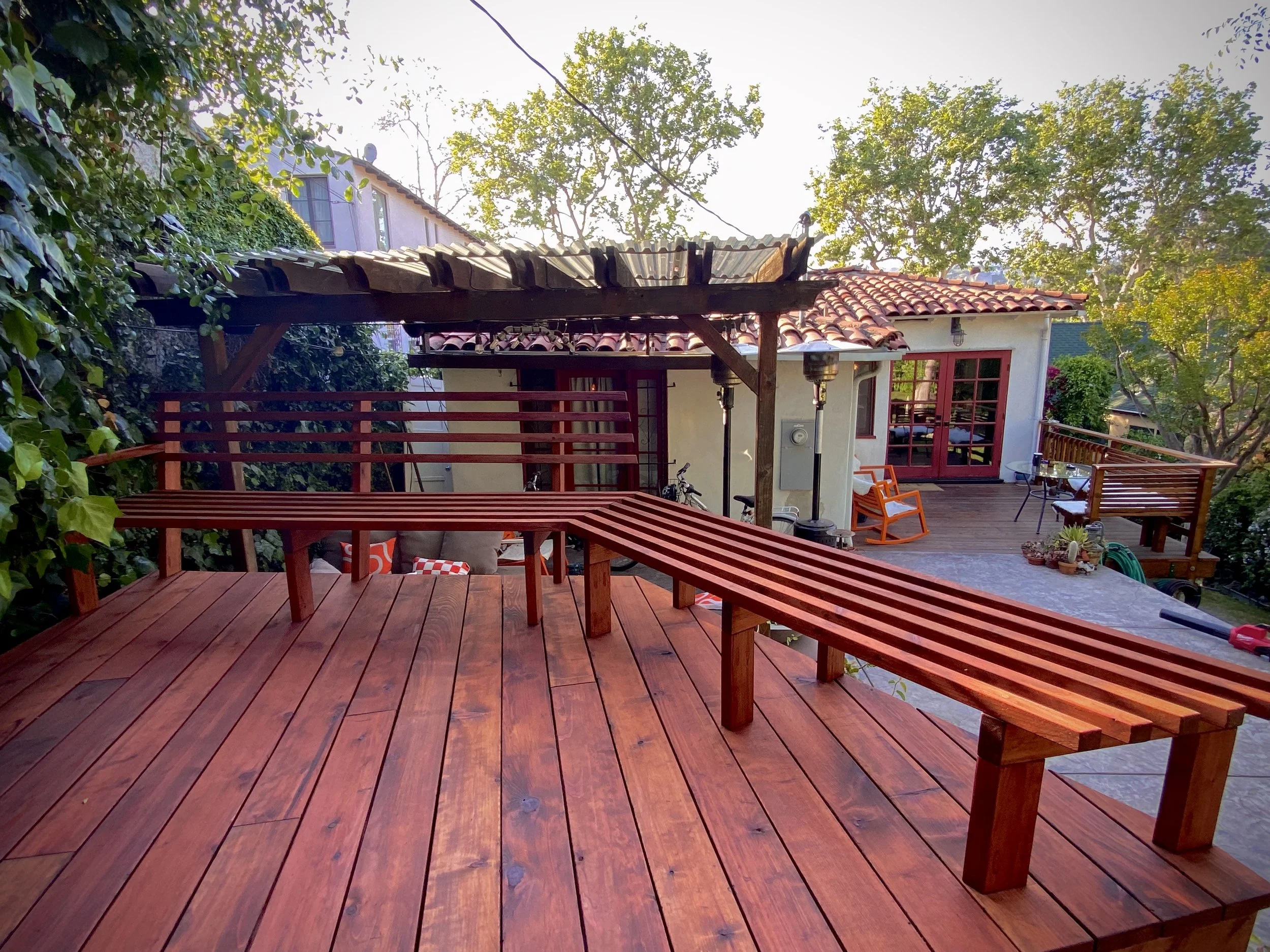 Redwood Deck with Bench