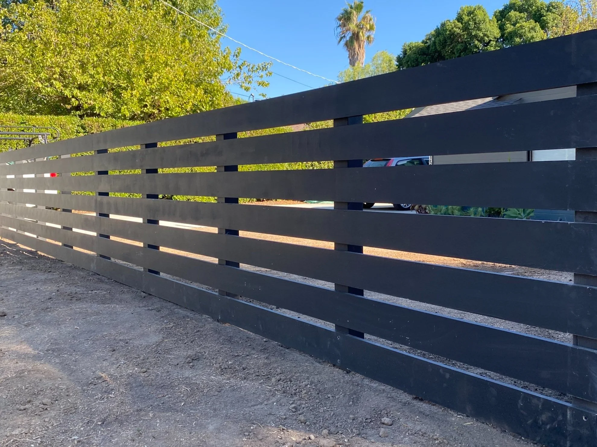 Black Wood Modern Horizontal Fence