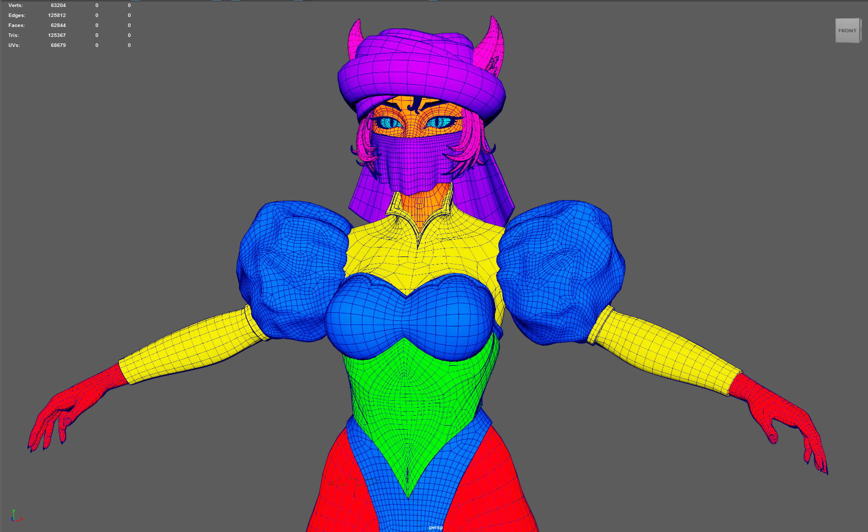 Material breakdown with polycount