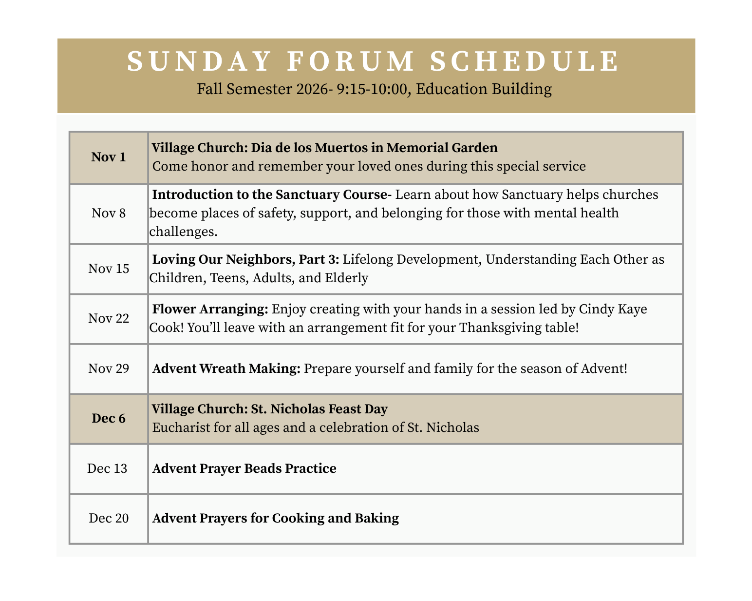Upcoming Forums