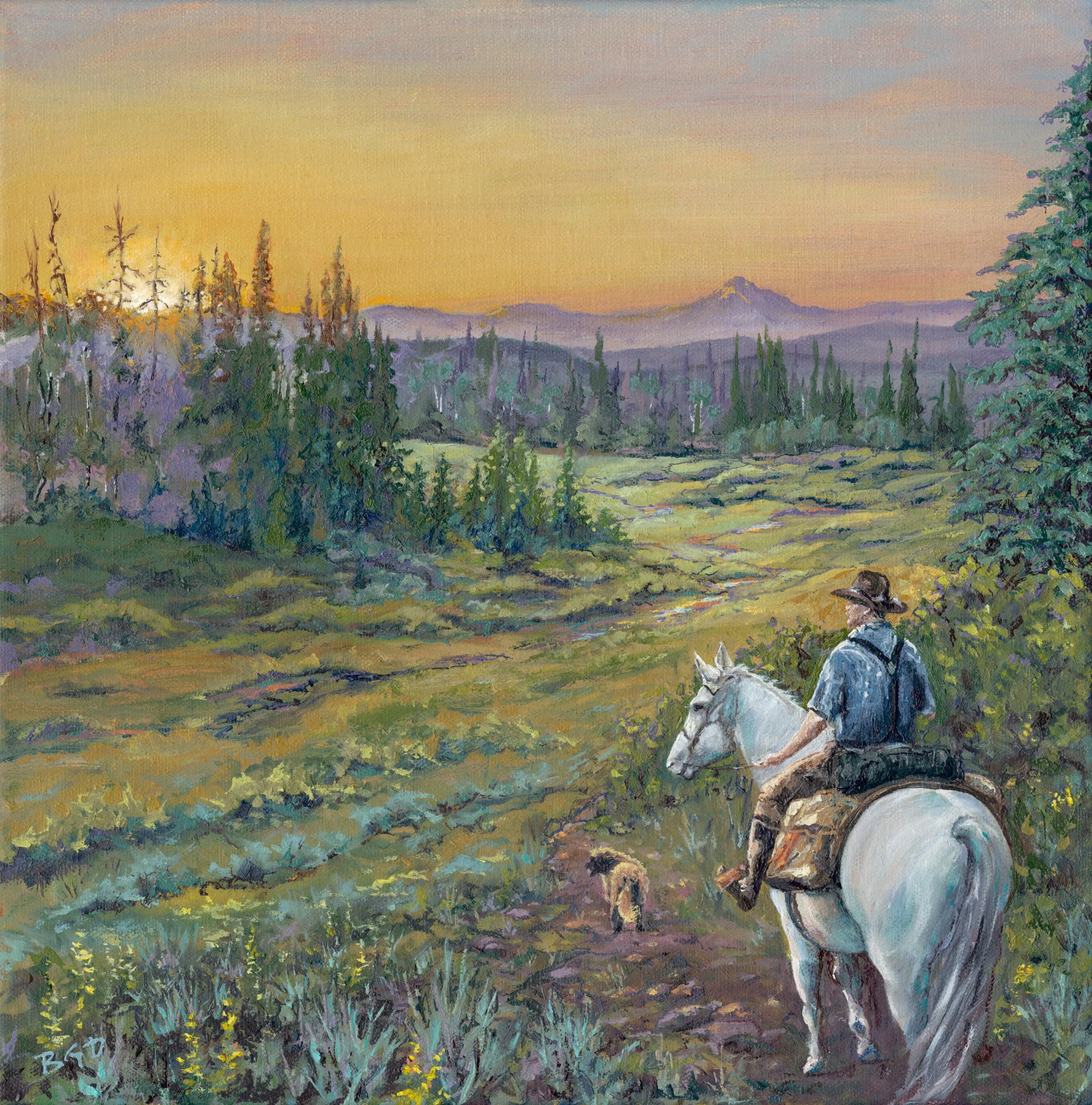 "Sunset Ride" 14"x14" oil on canvas.
Prints available.