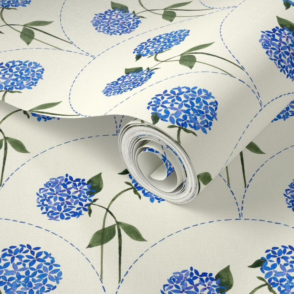Blue Hydrangea Scallop Wallpaper
