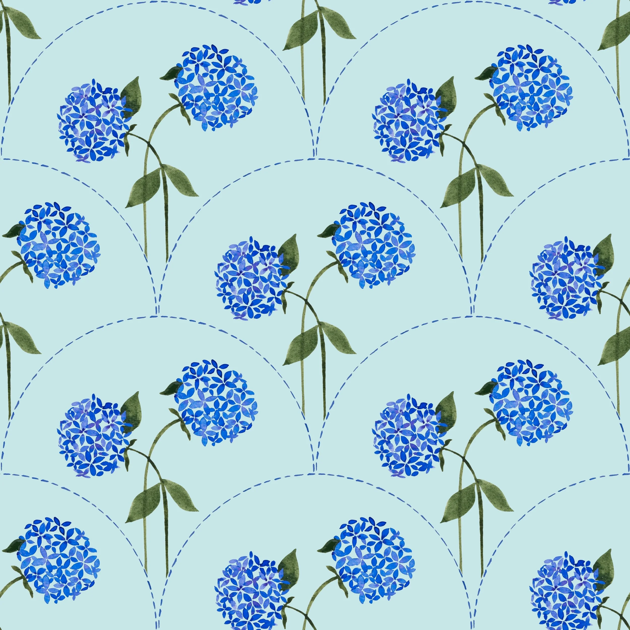 Blue Hydrangea Scallops - Medium