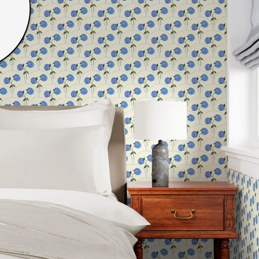 Blue Hydrangea Scallop Wallpaper