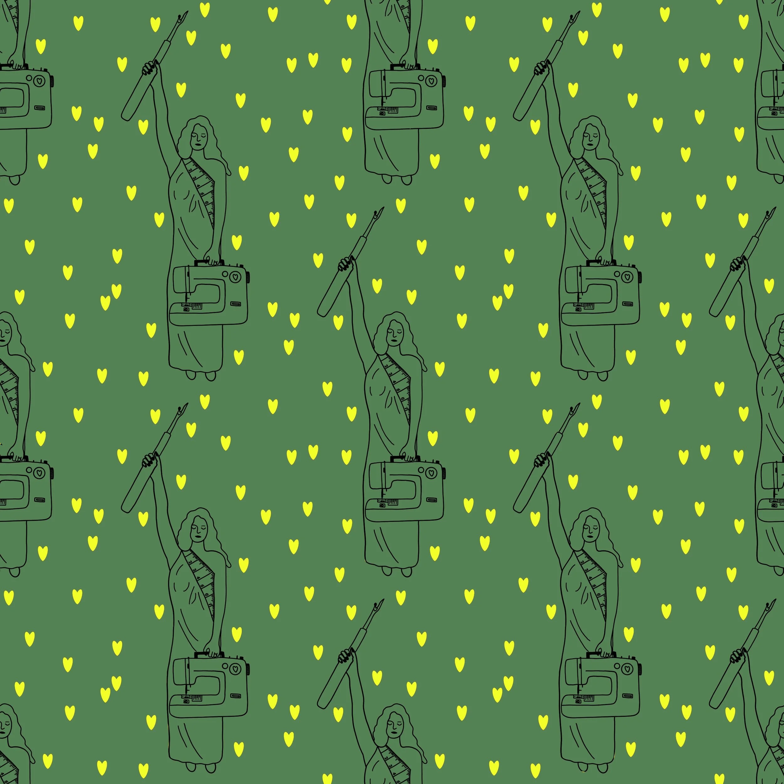 Sewing Is My Super Power Neon Yellow Hearts