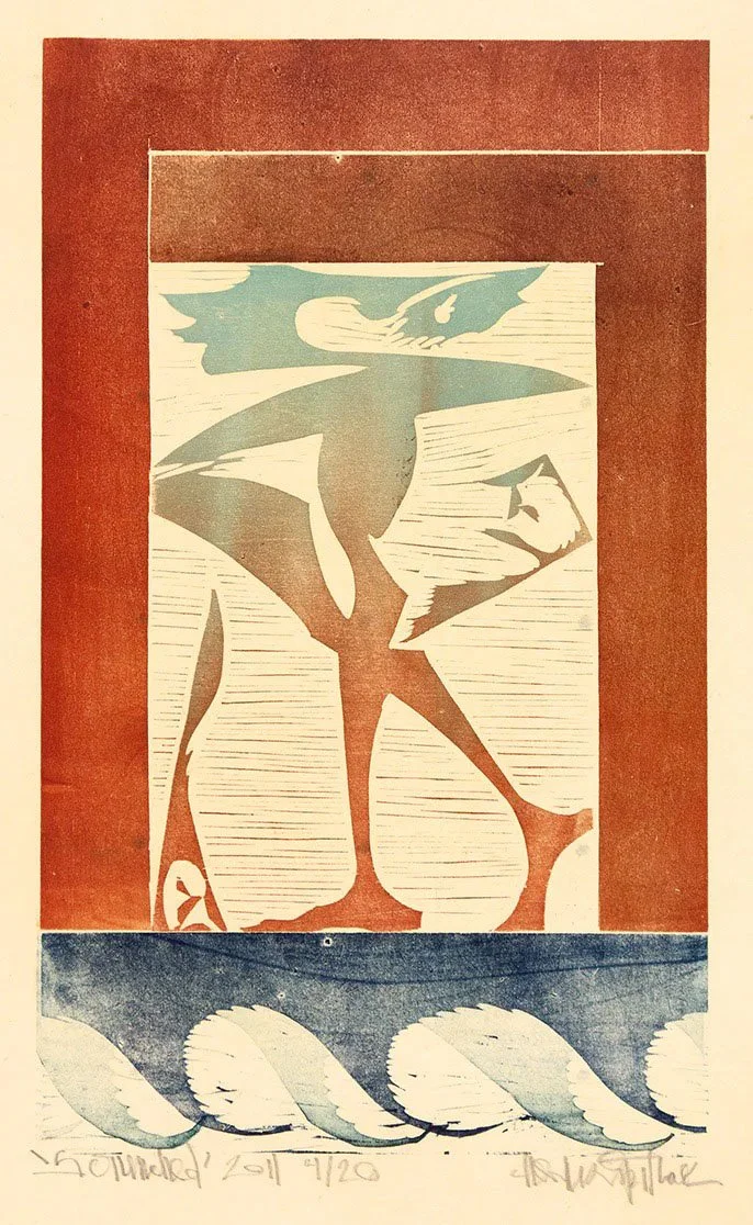 scrunched spitzack woodblock woodcut mokuhanga print printmaking washi seattle art by Charles Spitzack — Japanese woodblock print