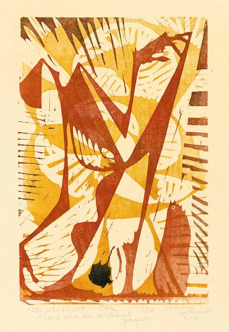 its still wet spitzack woodblock woodcut mokuhanga print printmaking washi seattle art by Charles Spitzack
