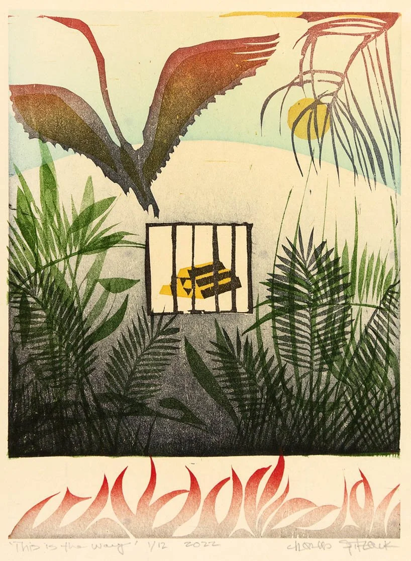 this is the way spitzack woodblock woodcut mokuhanga print printmaking washi seattle art by Charles Spitzack