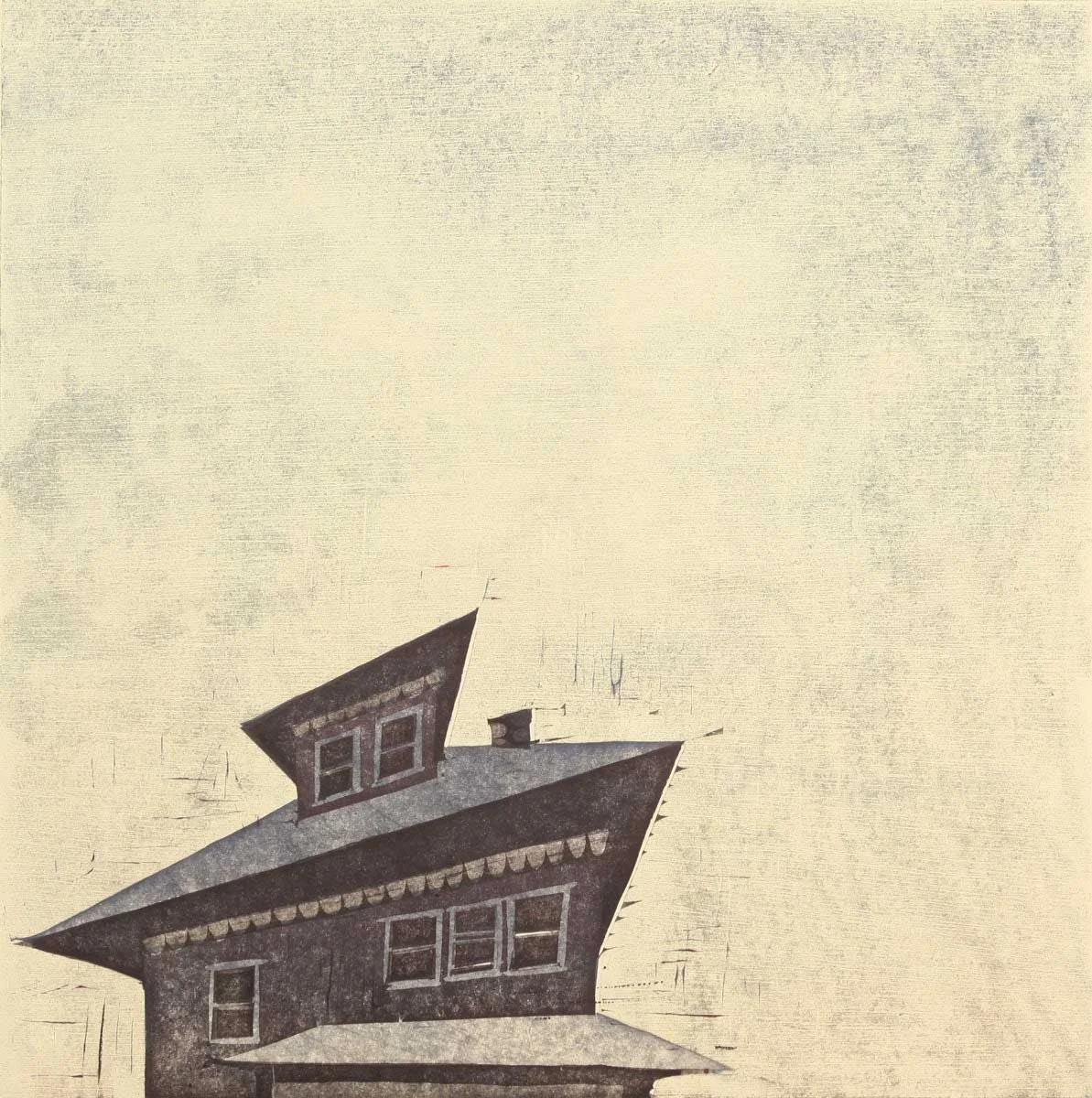 purple house spitzack woodblock woodcut mokuhanga print printmaking washi seattle art by Charles Spitzack
