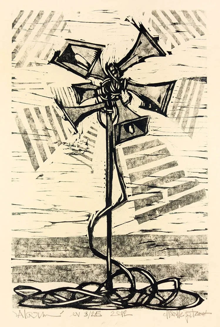 alarm spitzack woodblock woodcut mokuhanga print printmaking washi seattle art by Charles Spitzack