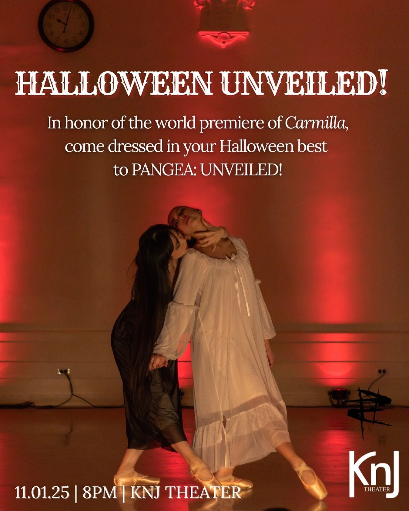 ✨Attention Unveiled audience members!✨

In honor of &ldquo;Carmilla,&rdquo; Pangea&rsquo;s first full length ballet, we encourage you to come dressed in your spookiest attire to PANGEA: UNVEILED 🎃! We welcome all witches, ghosts, goblins, and of cou