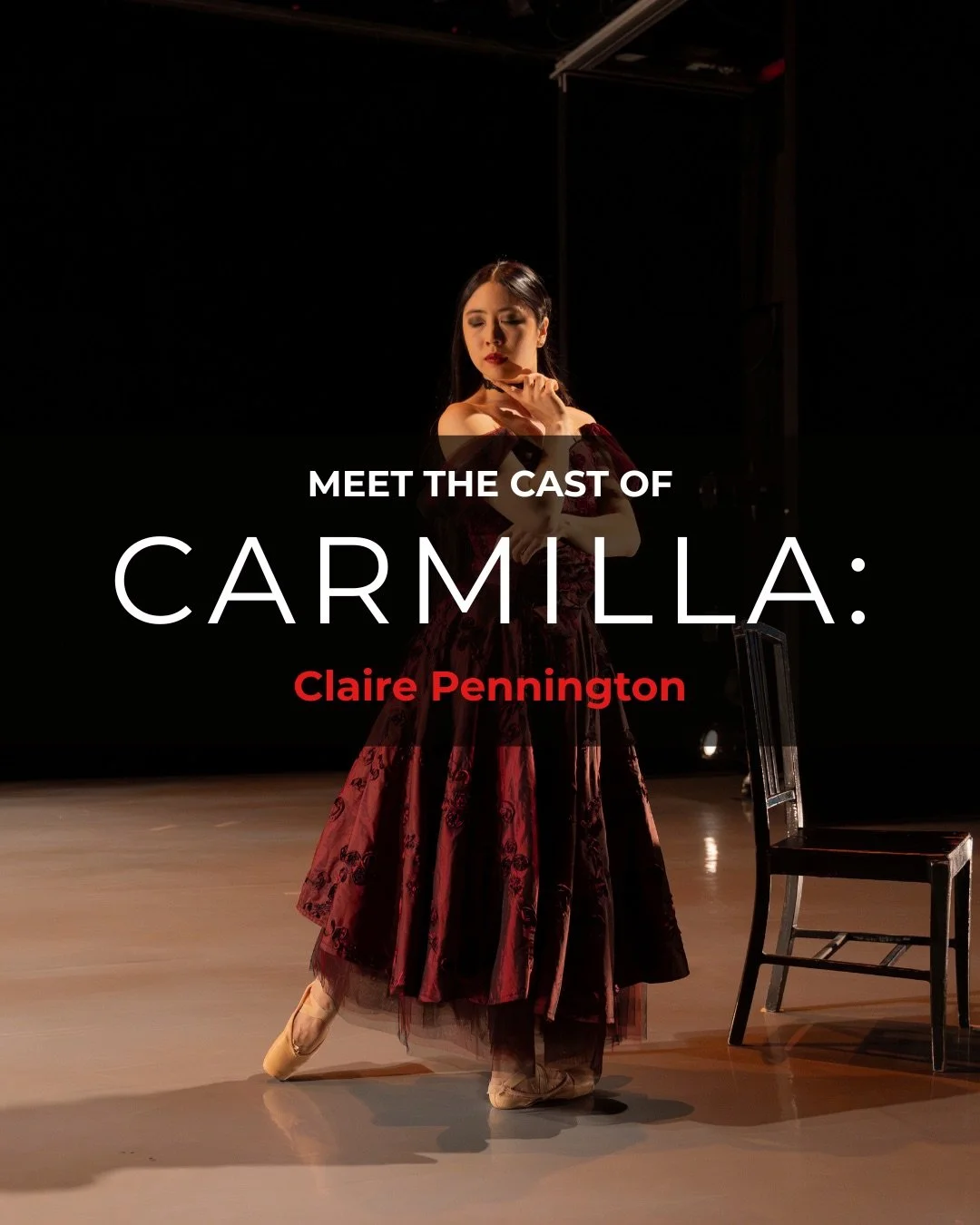 Meet the cast of CARMILLA 🩸🦇! Starting with the vampiress herself, @clairefreckles23! Swipe to learn her favorite parts of performing the role and what she&rsquo;s most excited for 🤩. 

See you at the show ✨! 

📸: @taylornicole.c 

#sparktheatref