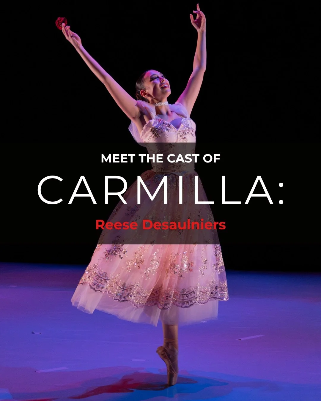 Meet the fearless protagonist of our ballet, Lady Laura Stendhal 🌸! She may look dainty, but she is always willing to fight for what she believes in, especially when it comes to love 💕. Swipe to learn more about company artist, @reese.maee&rsquo;s 