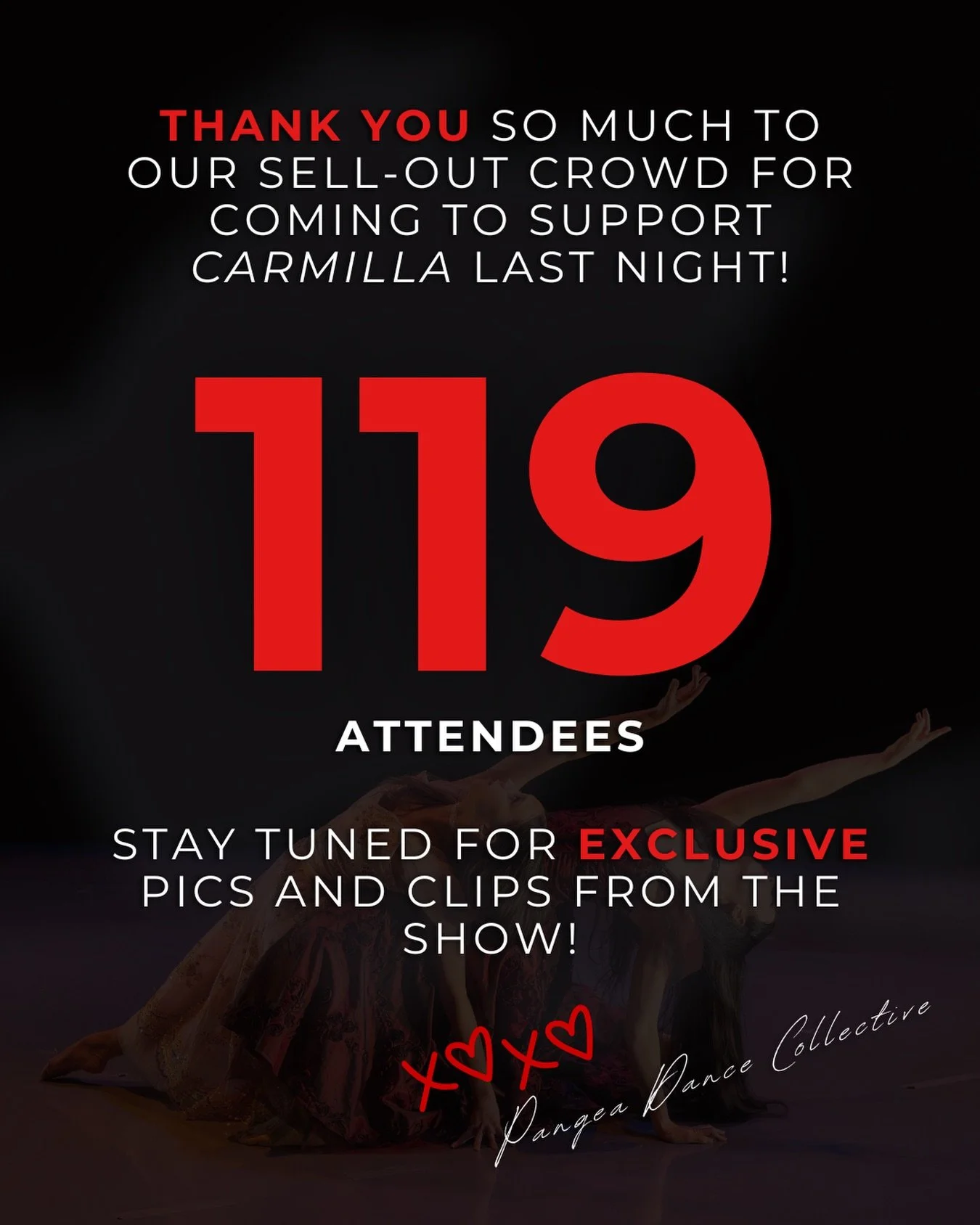 Last night, we performed CARMILLA at the Spark Theatre Festival to a sold out crowd 🥳❤️! Thank you SO MUCH from the bottom of our hearts for coming to support our dancers and this story ✨. And thank you to the Spark Theatre Festival for being such w