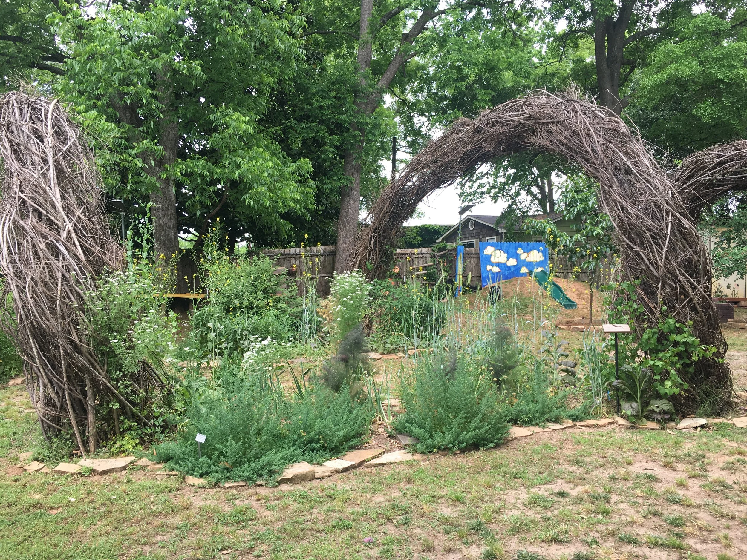 public pollinator/medicinal garden + playscape