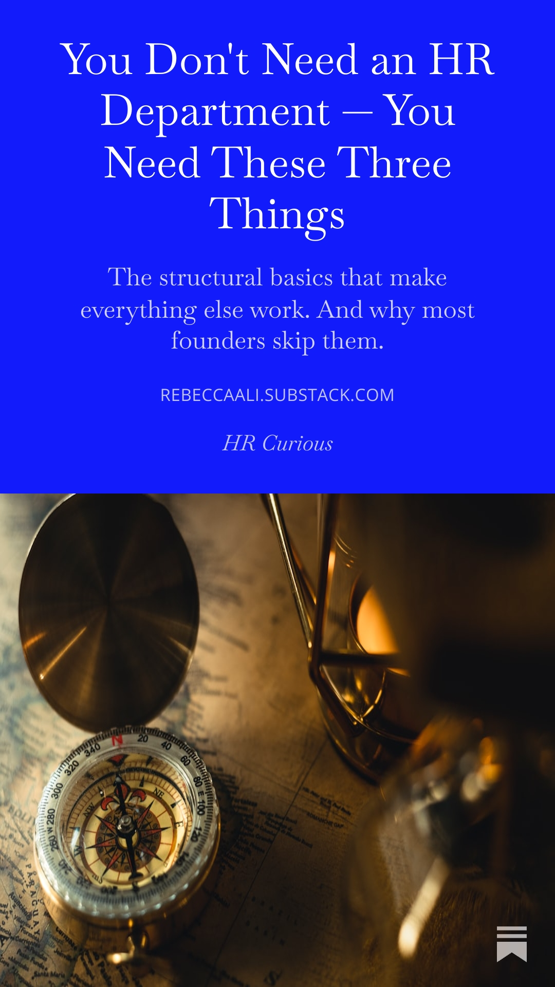 A motivational quote on a blue background with images of a compass, a metal cup, and glasses on a map background.