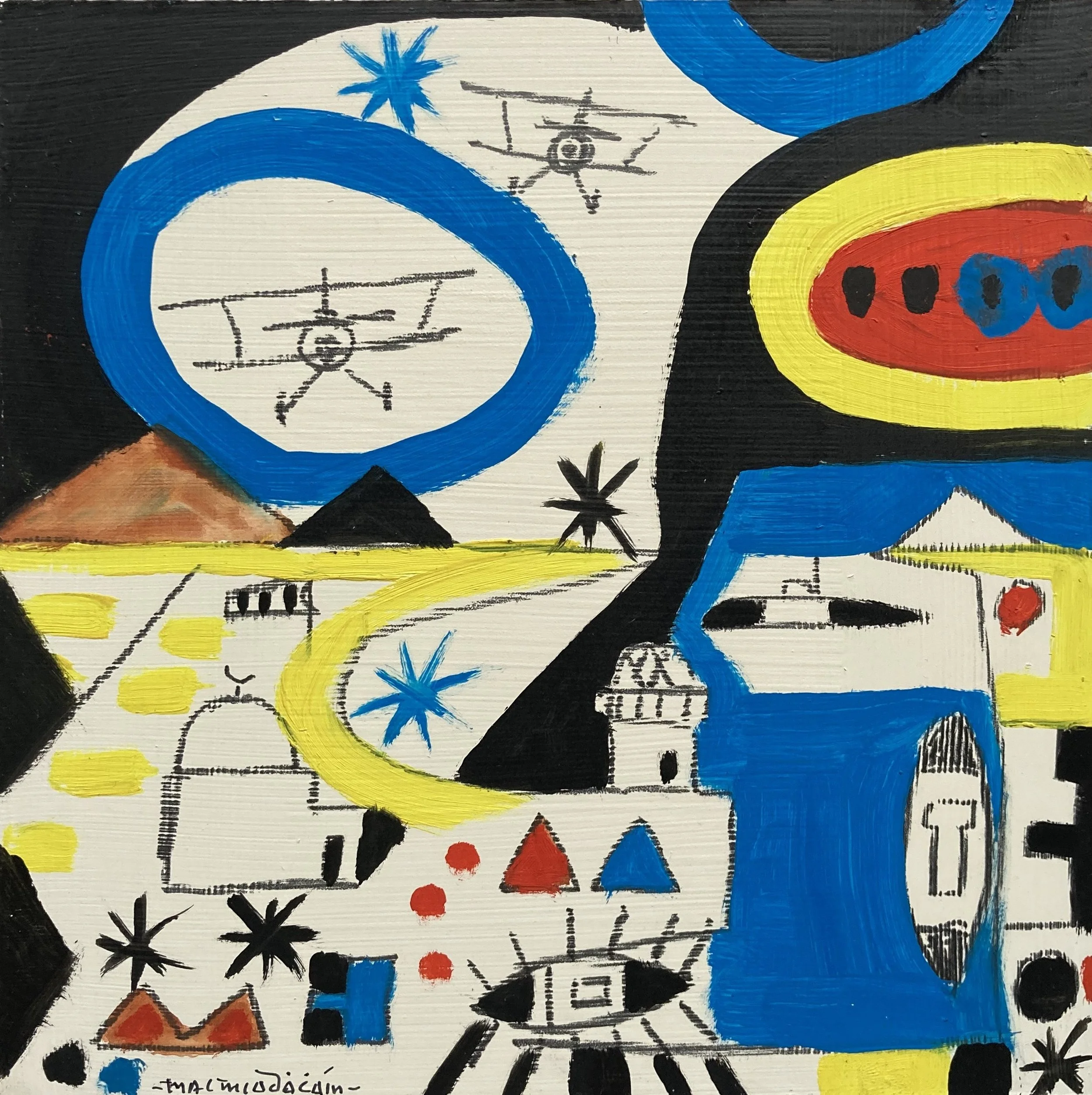 Padraig MacMiadhachain 'Harbour & Two Biplanes'