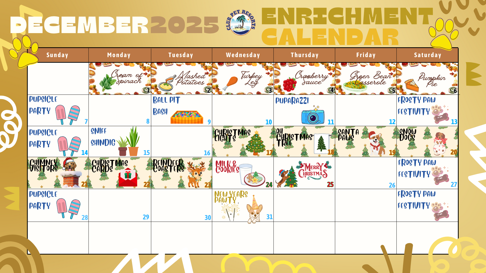 Dec 2025 Club Pet Event Calendar