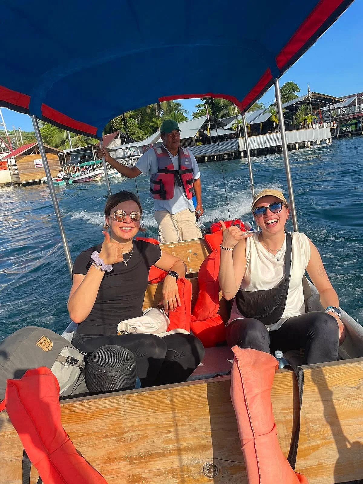 Girl friends arriving at the experience surf camp at bocas del toro panama