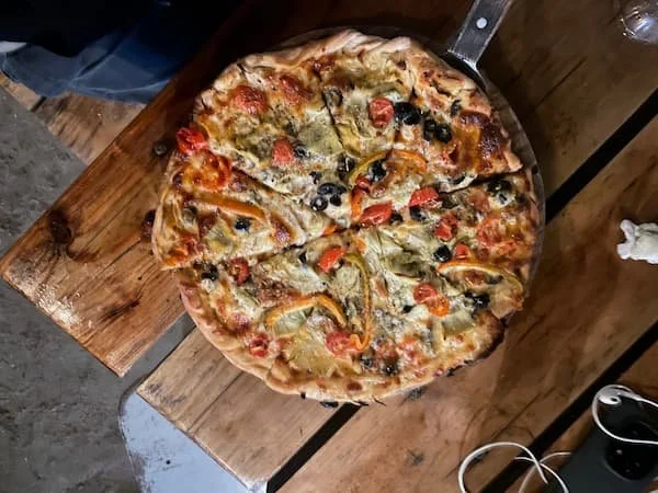 Amazing pizza for the pizza night at The Experience Surf Camp Bocas del Toro