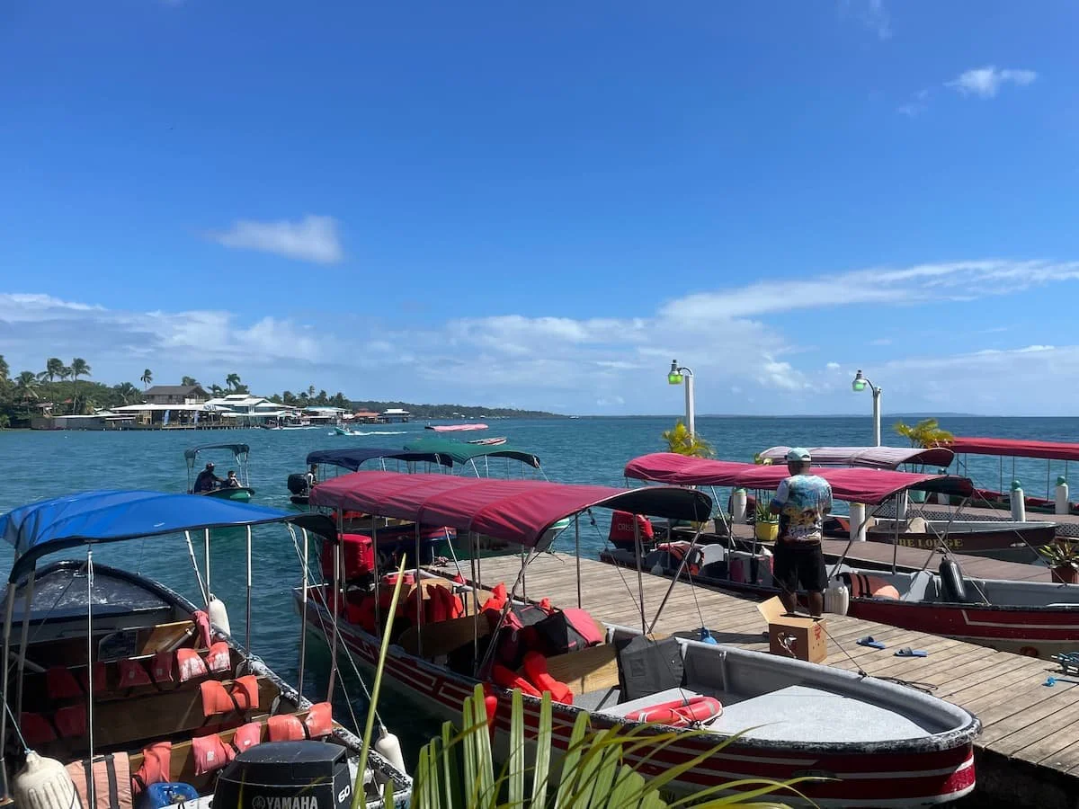 Boats or water taxis at the dock in Bocas del toro Panama