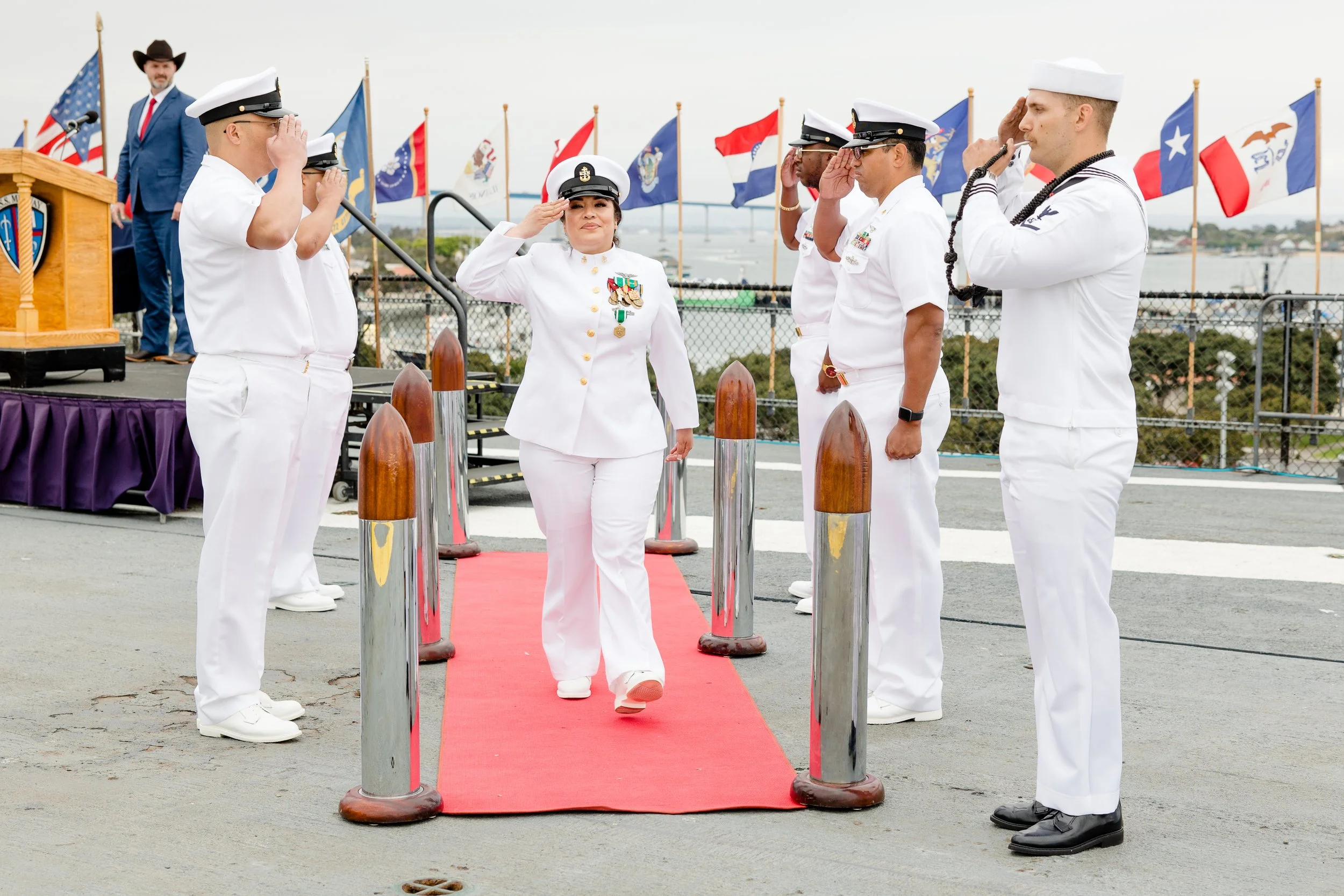 Chief Naval woman saluting