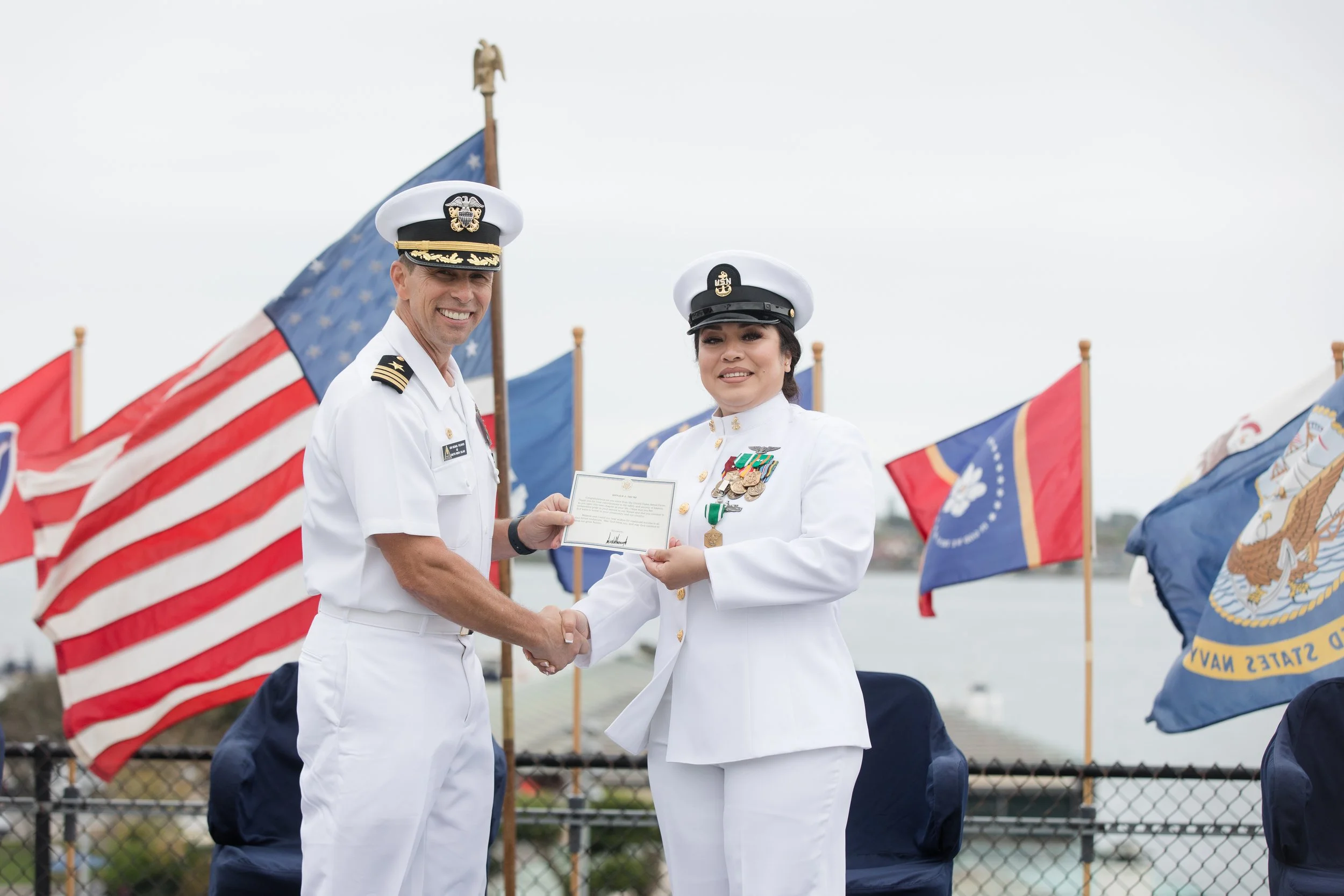Naval officers shaking hands