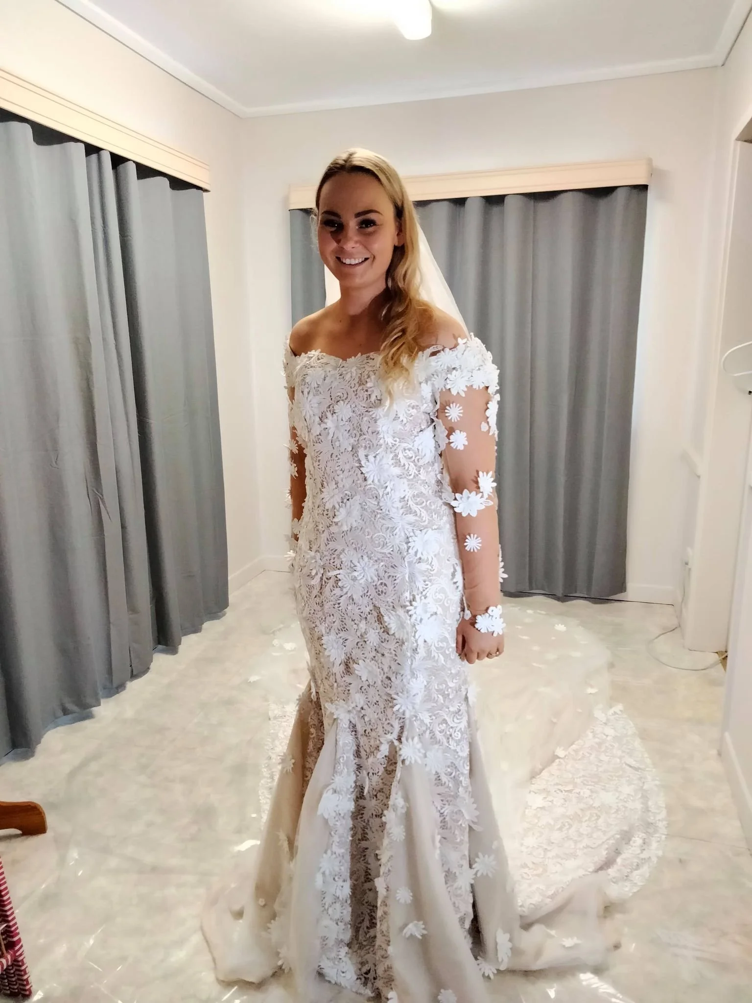 Order 262 Mermaid Sunflower Floral Lace Wedding Dress