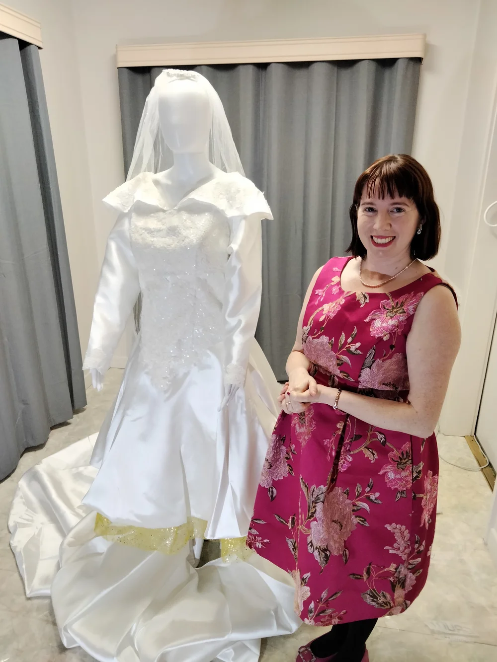 Mikado Silk Wedding Dress, with removable Ceremony Skirt