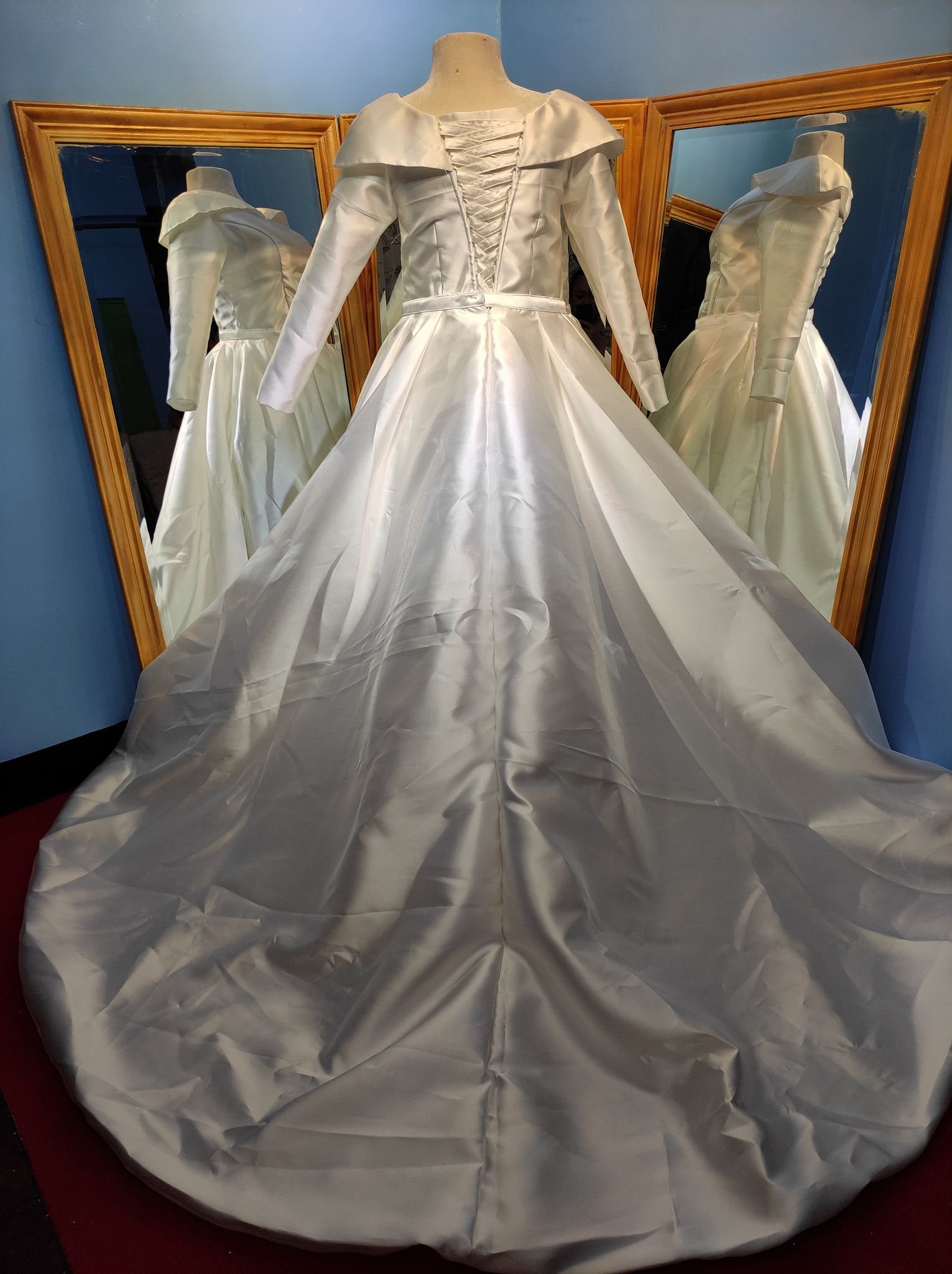 Order 284.1&nbsp; Mikado Silk Wedding Dress Sleeves, With Removable Ceremony Skirt and Reception Dress