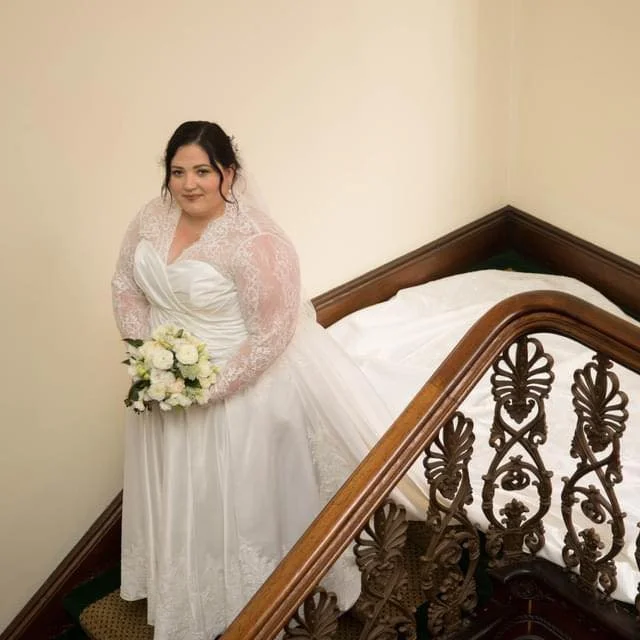 Order 287 Beautiful Bride Courtney The Regal Heritage Wedding Dress, Hand Beaded Dutchess Satin With French Cotton Laces and Pockets